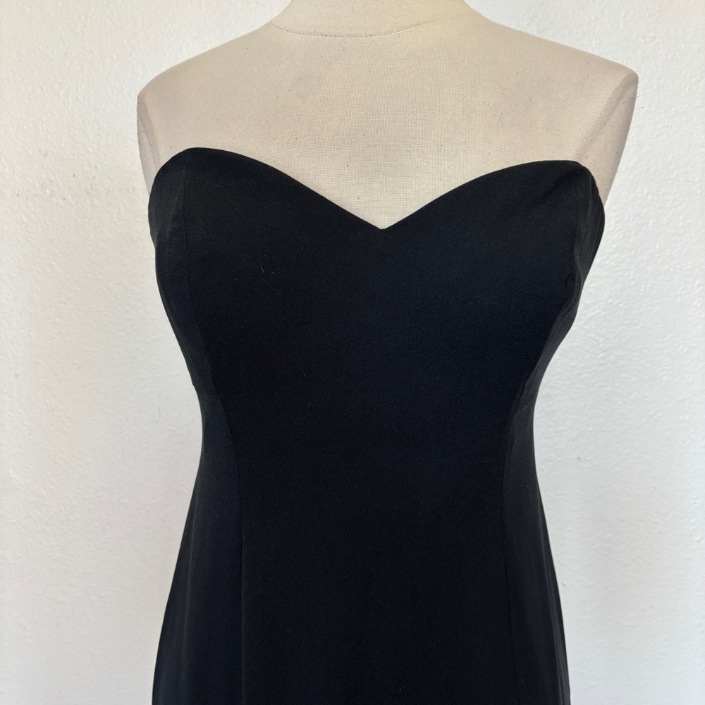 Vintage Strapless Solid Black Full Length Cocktai… - image 3
